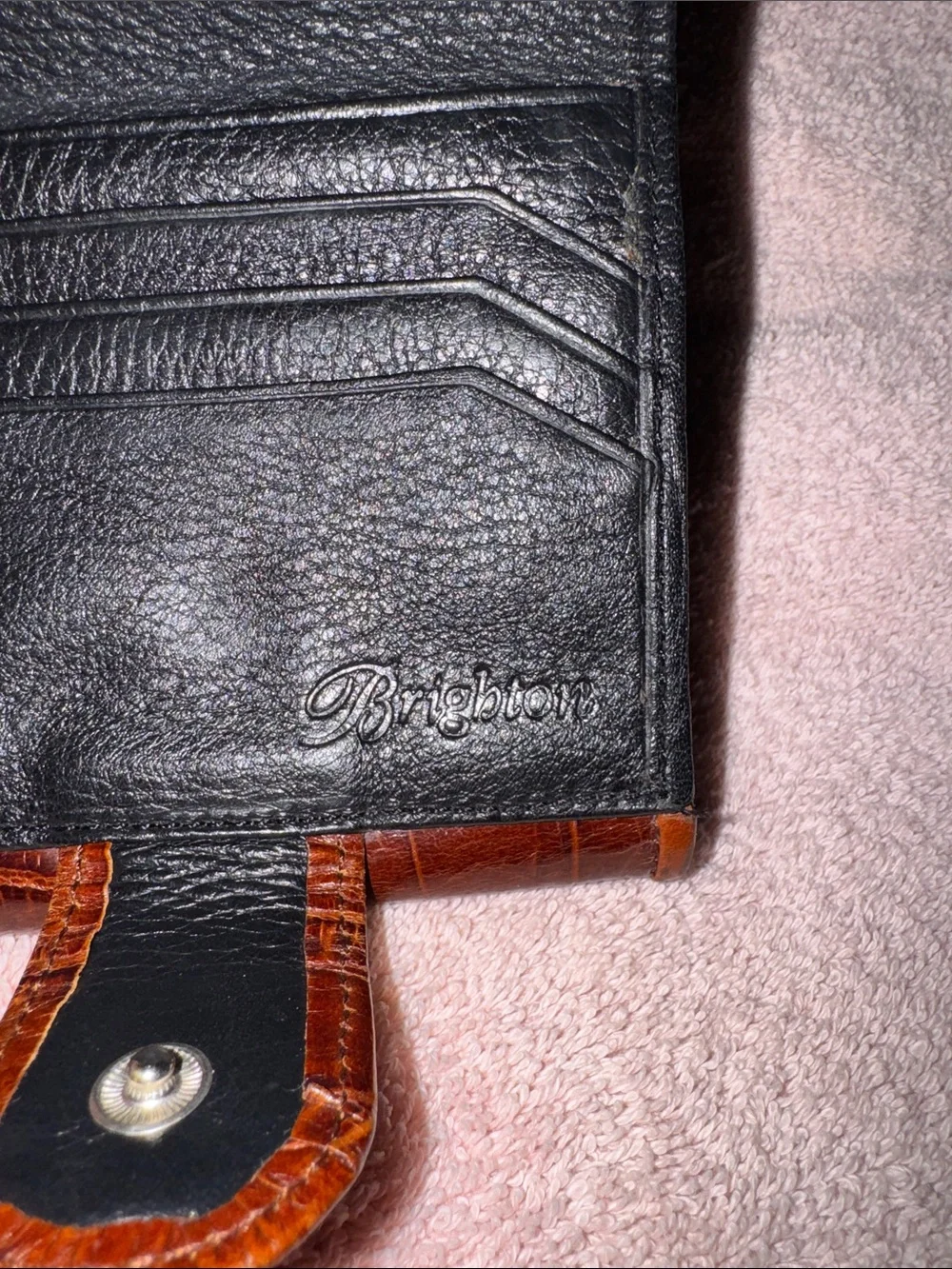 Women’s Brighton Brown and Black Wallet with Silver Heart Accent